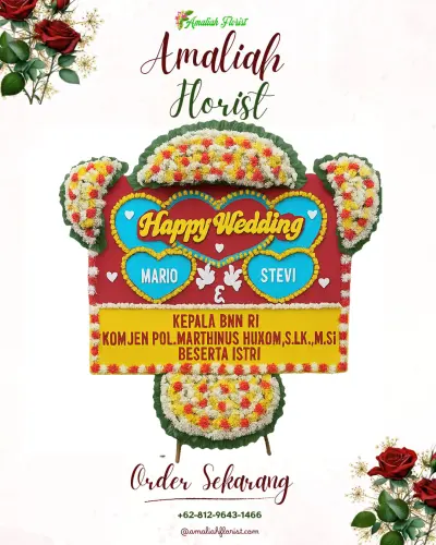 Karangan Papan Bunga Pernikahan di Cinoyong